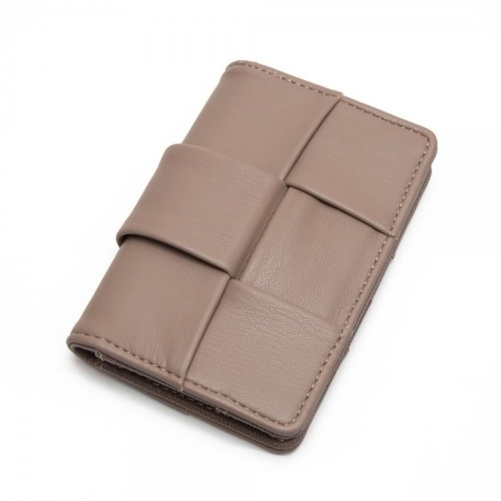 New vegan woven bifold wallet in the color cumin